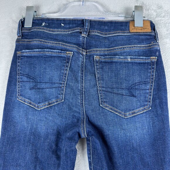 American Eagle Flare Leg Jeans Size 4 Regular Womens Stretch Medium Wash Blue - Picture 4 of 12
